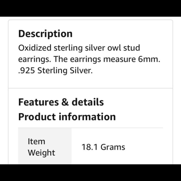 sterling silver owl earrings. - Picture 4 of 4